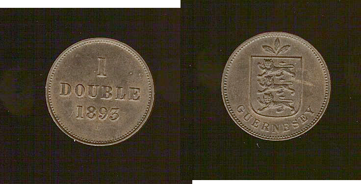 Guernsey double 1893H AU
